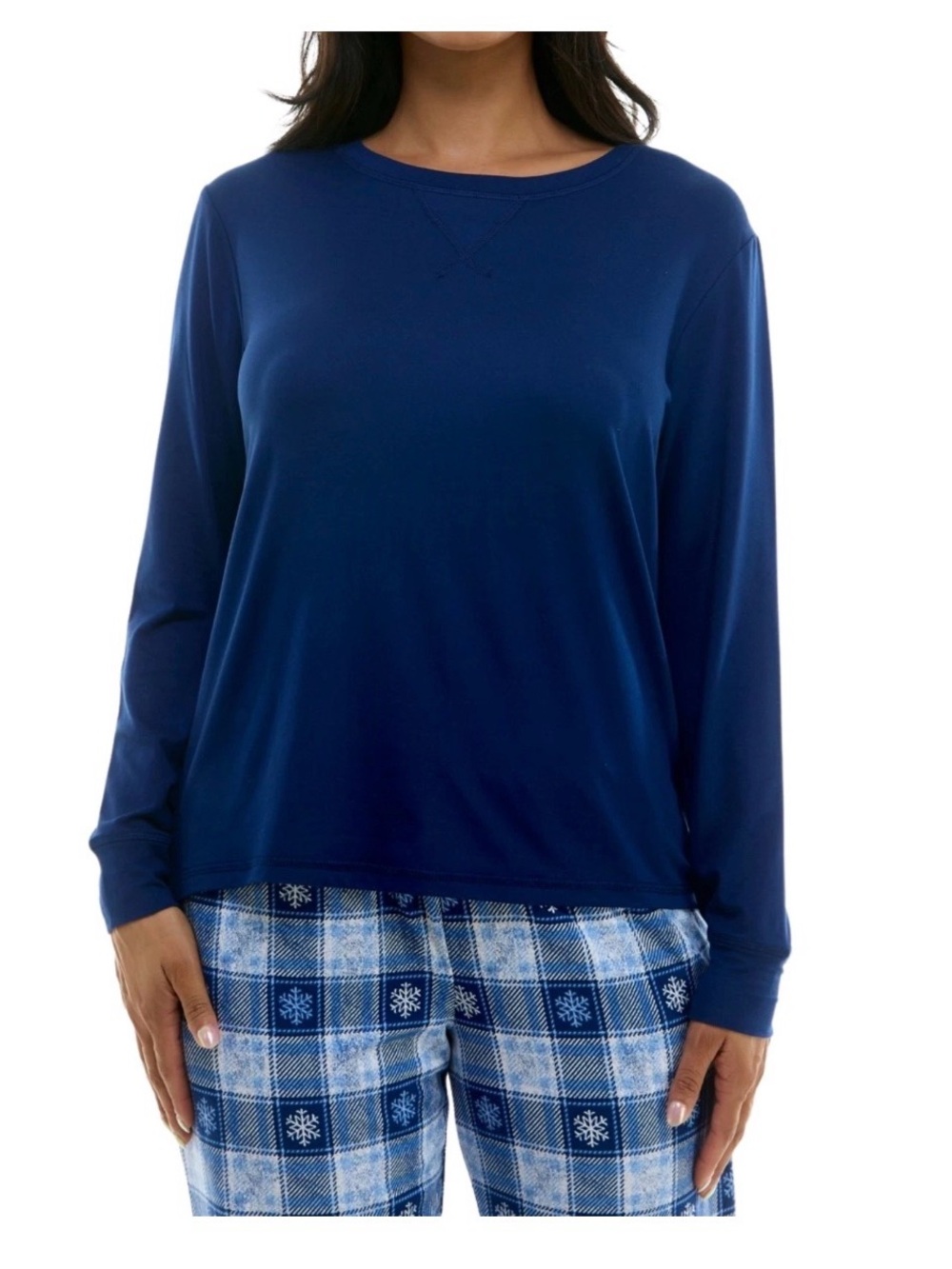 ROUDELAIN Cozy Luxe Long Sleeve Crewneck Pajama Shirt size S,Small Blue Top
